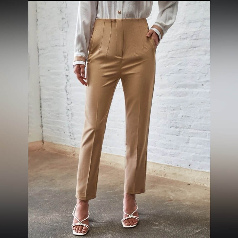 SHEIN Slant Pockets Zipper Fly Carrot Pants